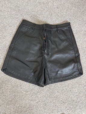 Free People Black Faux Leather Bermuda Shorts